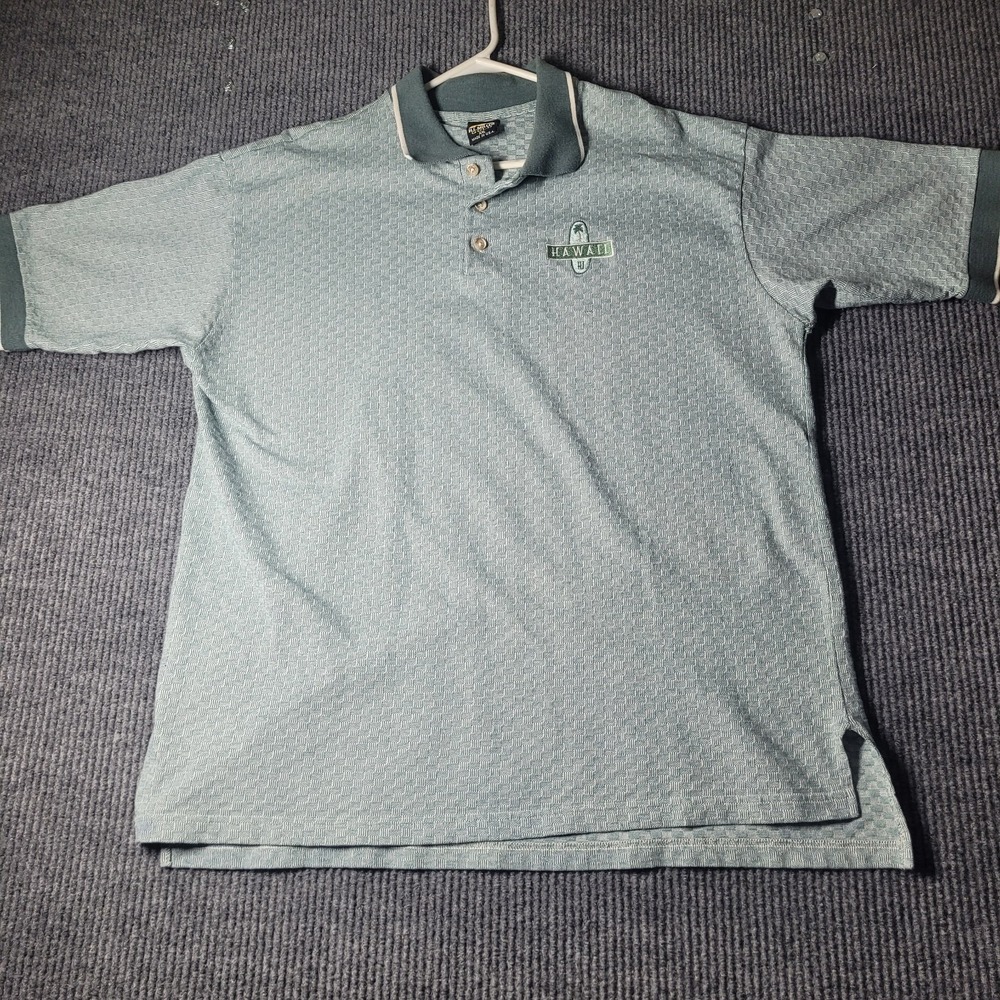 VTG HL Miller Gold Polo Hawaii Green USA Made‎ 1990's Adult XL